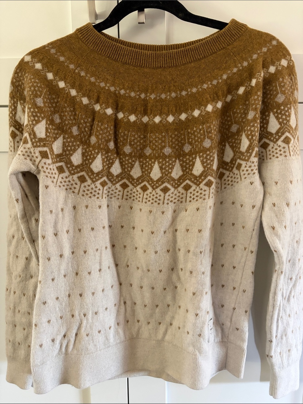 Helly Hansen Cream Sweater with Mustard Fair Isle Yoke